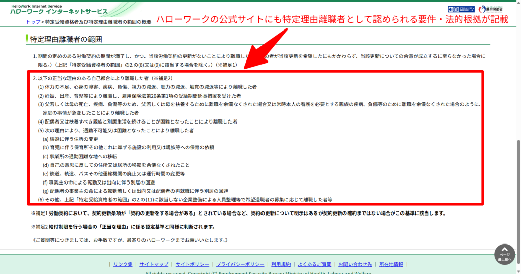 厚生労働省が定める特定理由離職者の範囲と判断基準