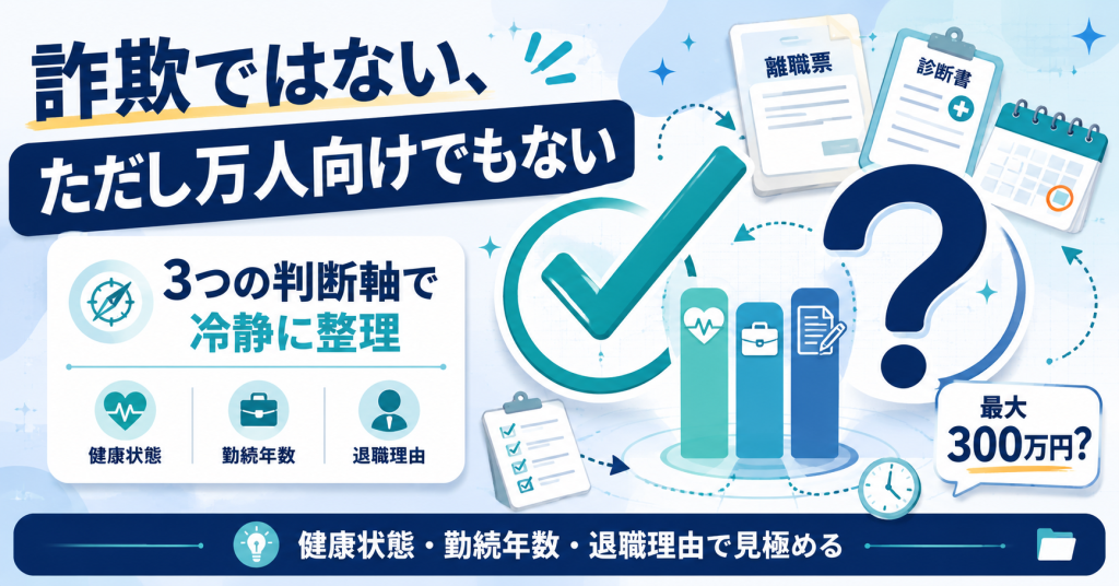 転職×退職のサポート窓口は詐欺か。3つの判断軸（健康・勤続・退職理由）で冷静に整理した中立評価